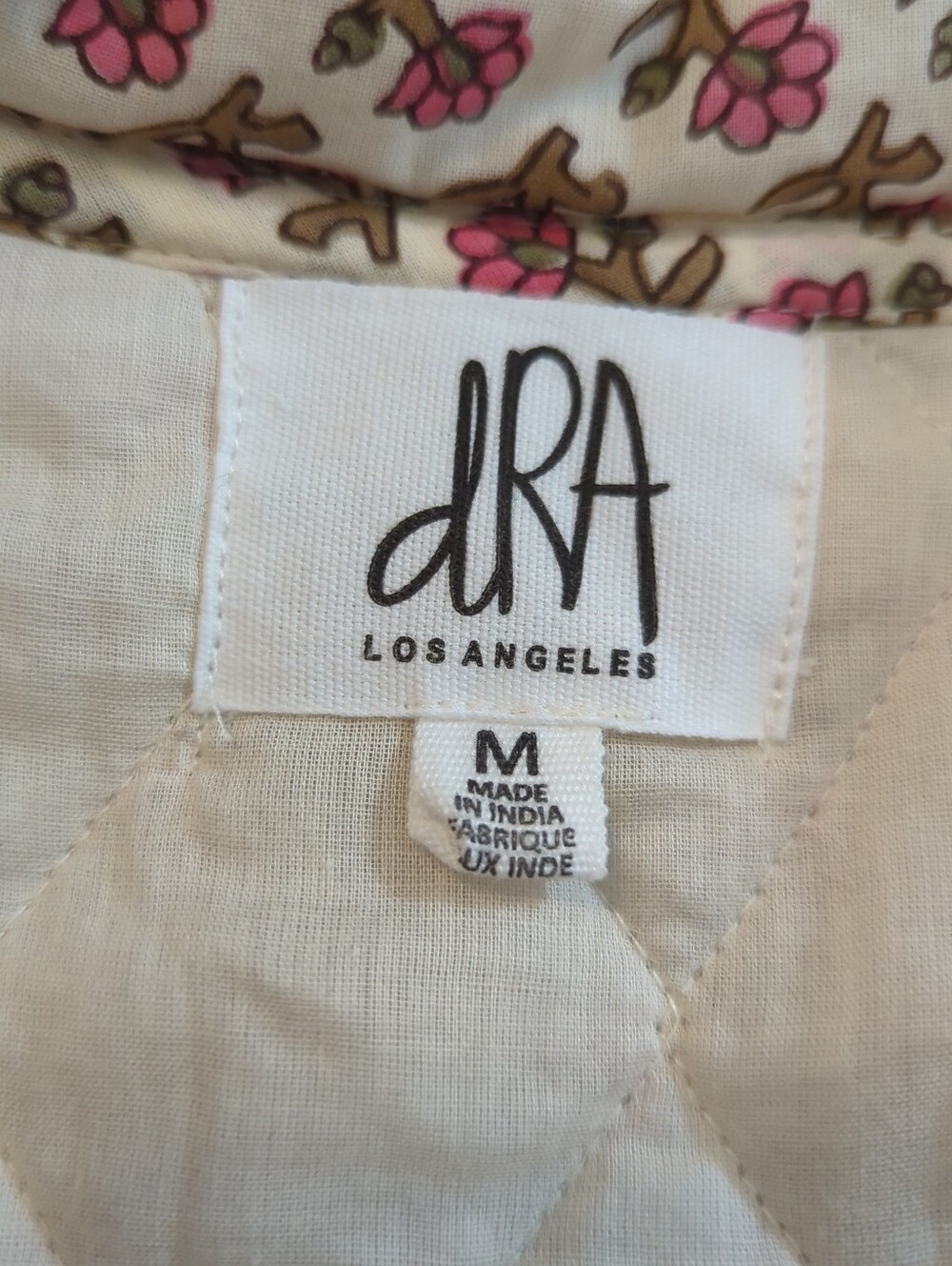 Anthropology dra Floral Quilted Cream & Pink Jacket - Picture 10 of 11